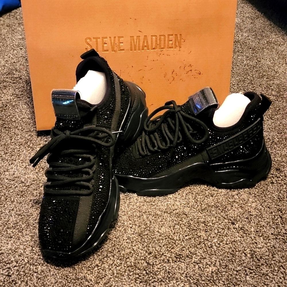 Steve madden black maxima bling running shoes 9.5 women's